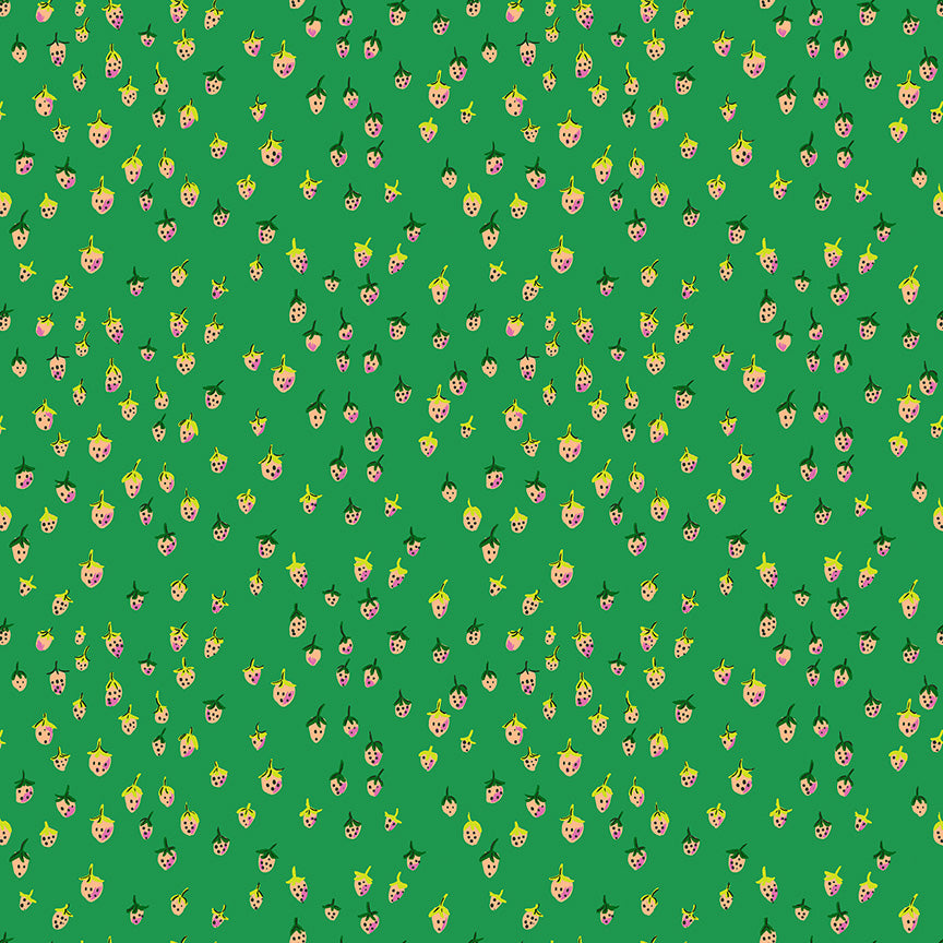 PREORDER Field Strawberries in Jade - Heather Ross Favorites